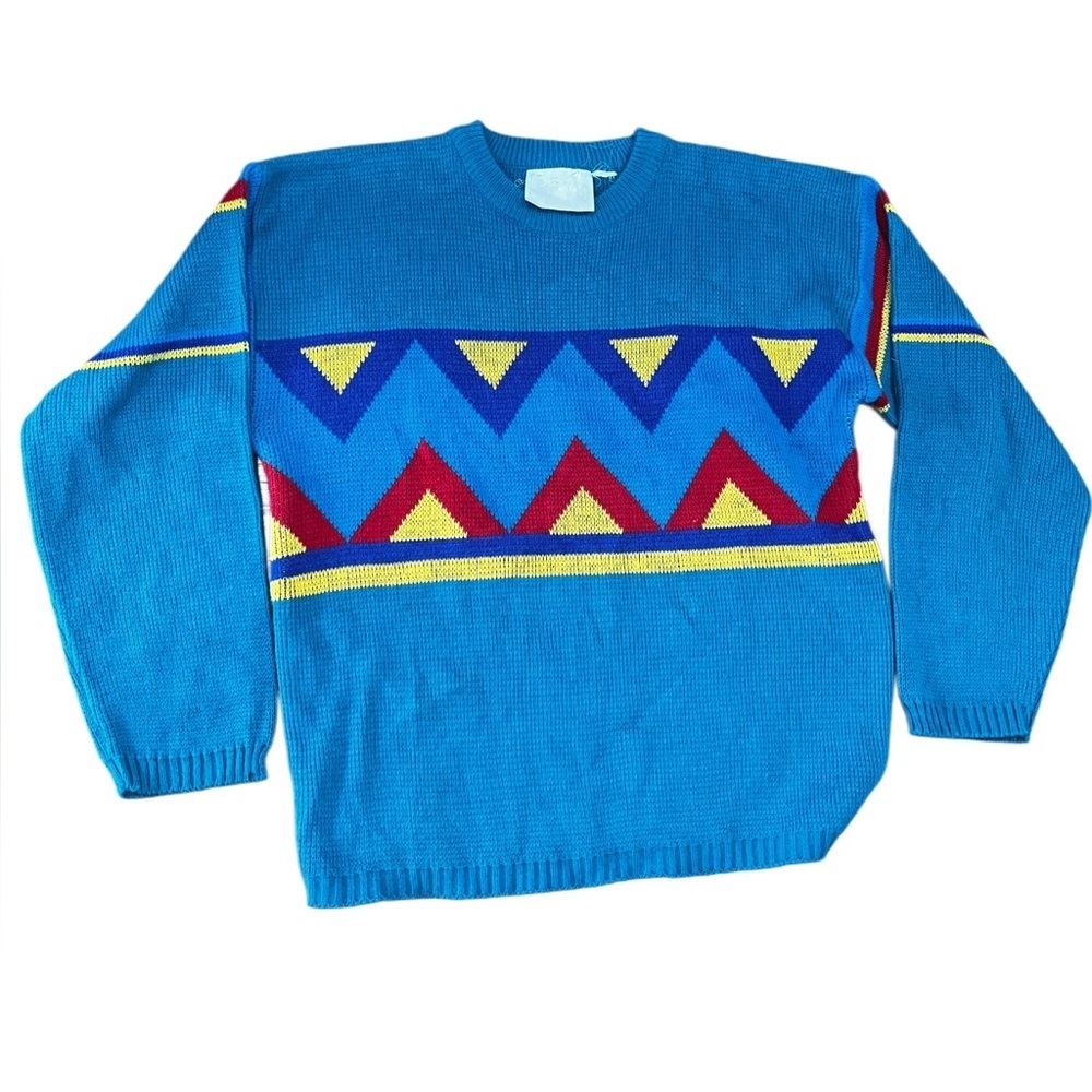Charlie Brown men’s Sweater chunky new wave Geometric Pattern-XL vintage